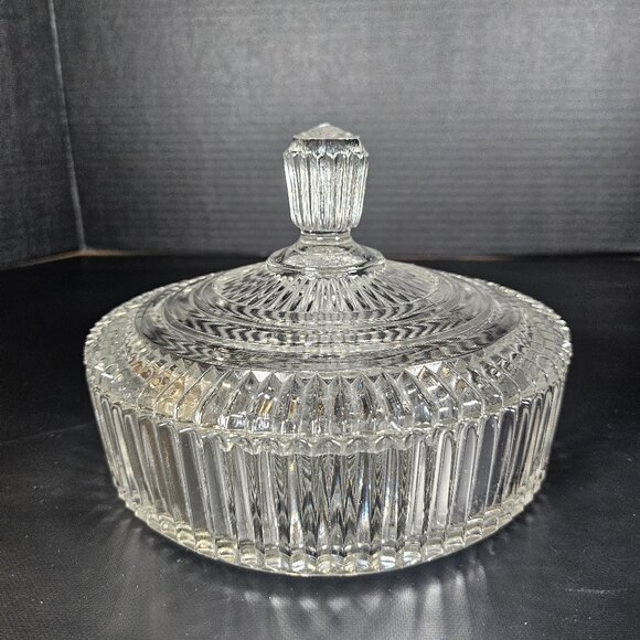 Anchor Hocking Pressed Glass Clear Queen Mary Ribbed Round Candy Dish. Vintage - Picture 2 of 12